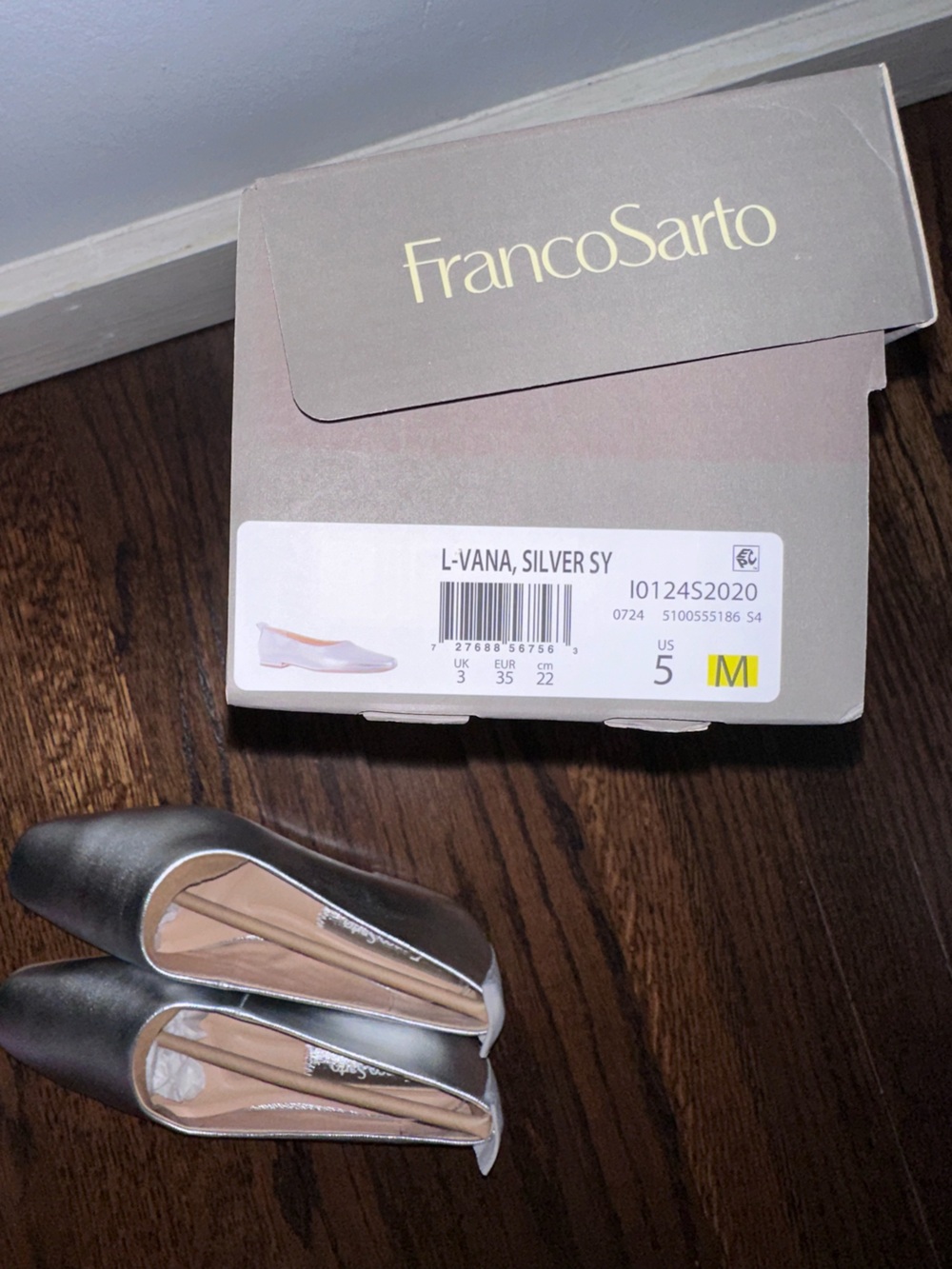 Franco Sarto Vana Silver Metallic Square-Toe Ballet Flats - Picture 2 of 12